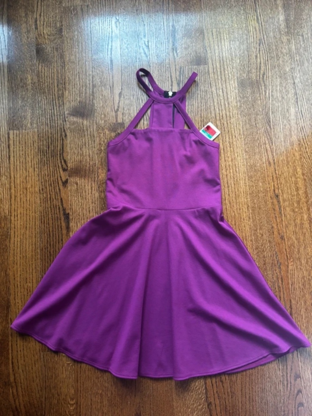 Magenta Mini A-Line Halter Dress